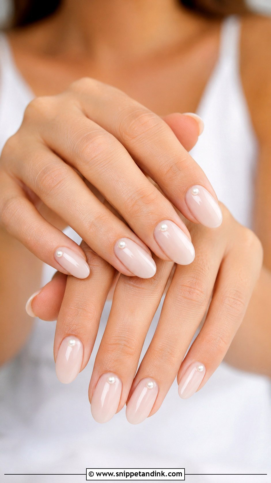 Pearl Accent Bridal Nails - Snippet and Ink - 20 Simple Bridal Nails Designs