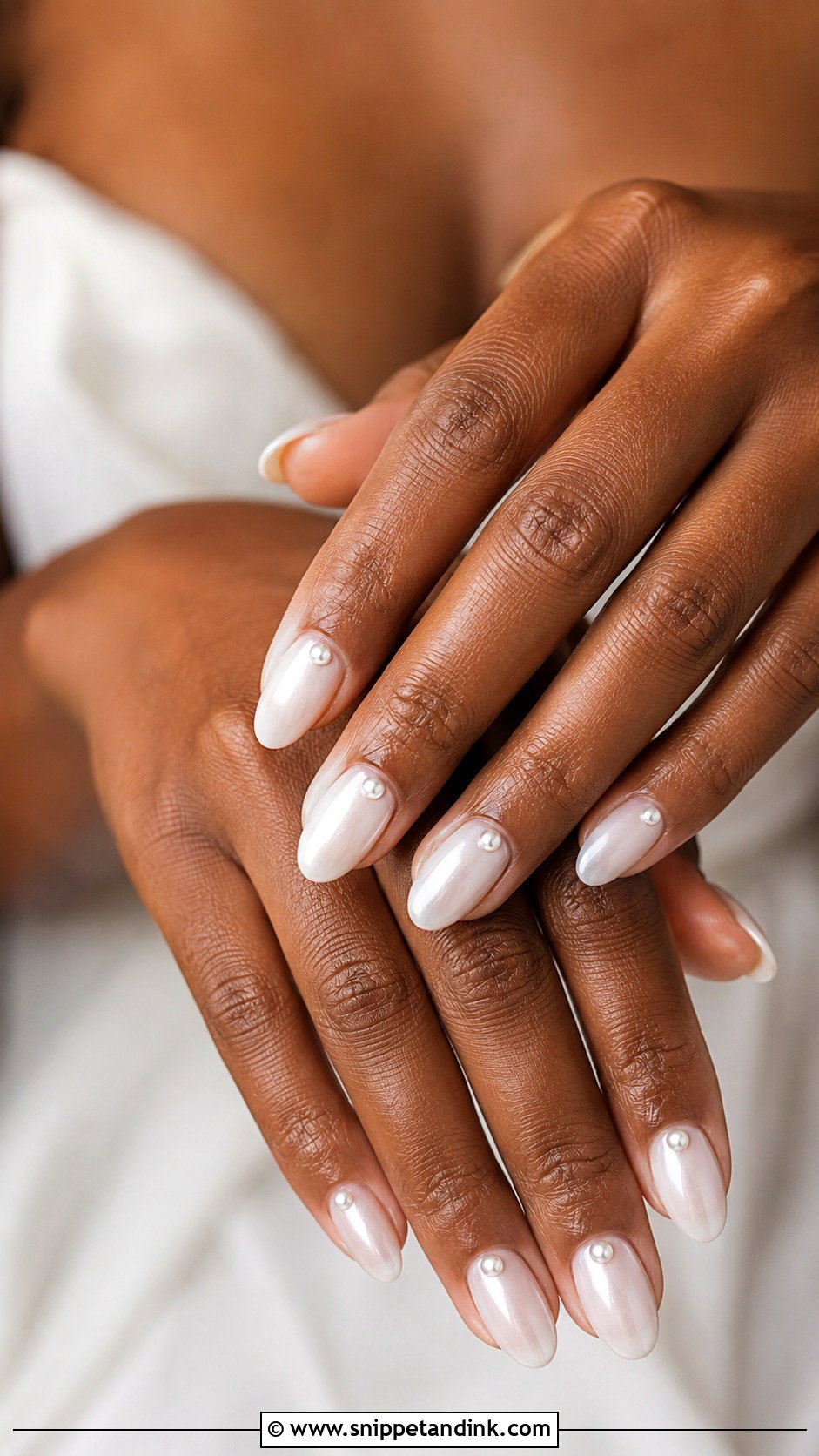 Pearl Accent Bridal Nails For Black Women - Snippet and Ink - 20 Bridal Nails Black Women