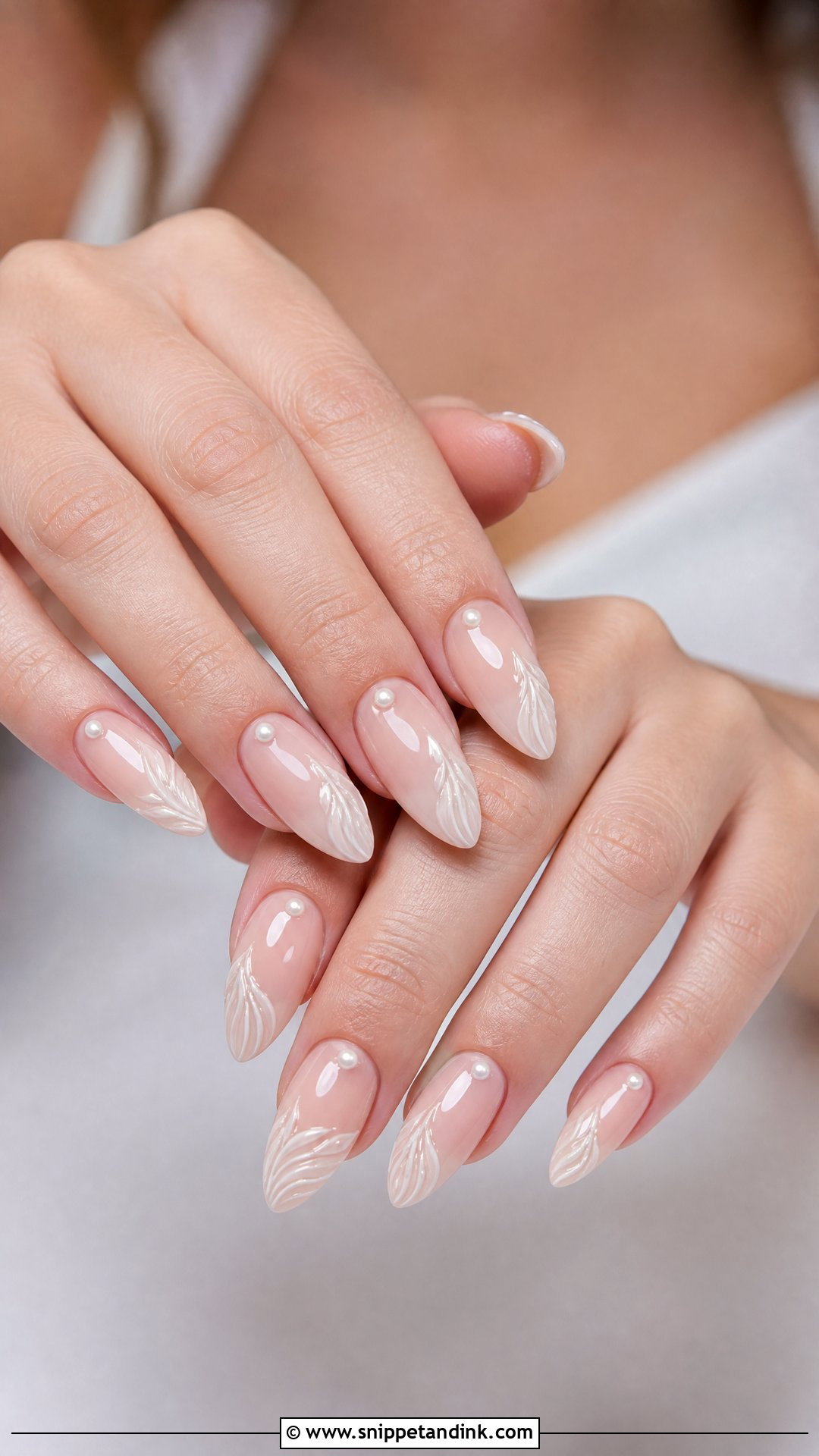 Pearl Accent Bride Nails - Snippet and Ink - 25 Brides Nails for Wedding
