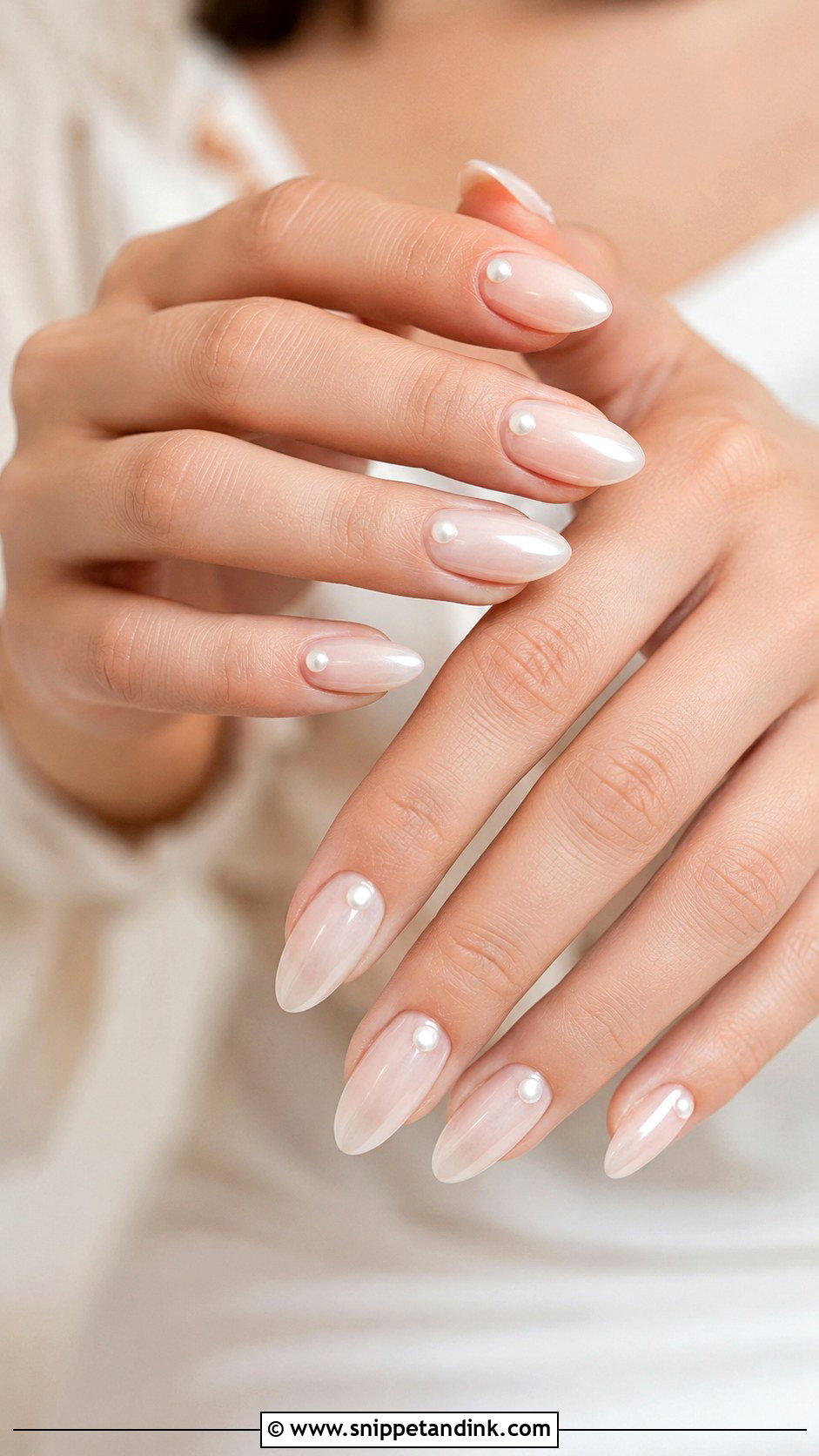 Pearl Accent Bride Nails - Snippet and Ink - 30 Nails for the Bride Wedding
