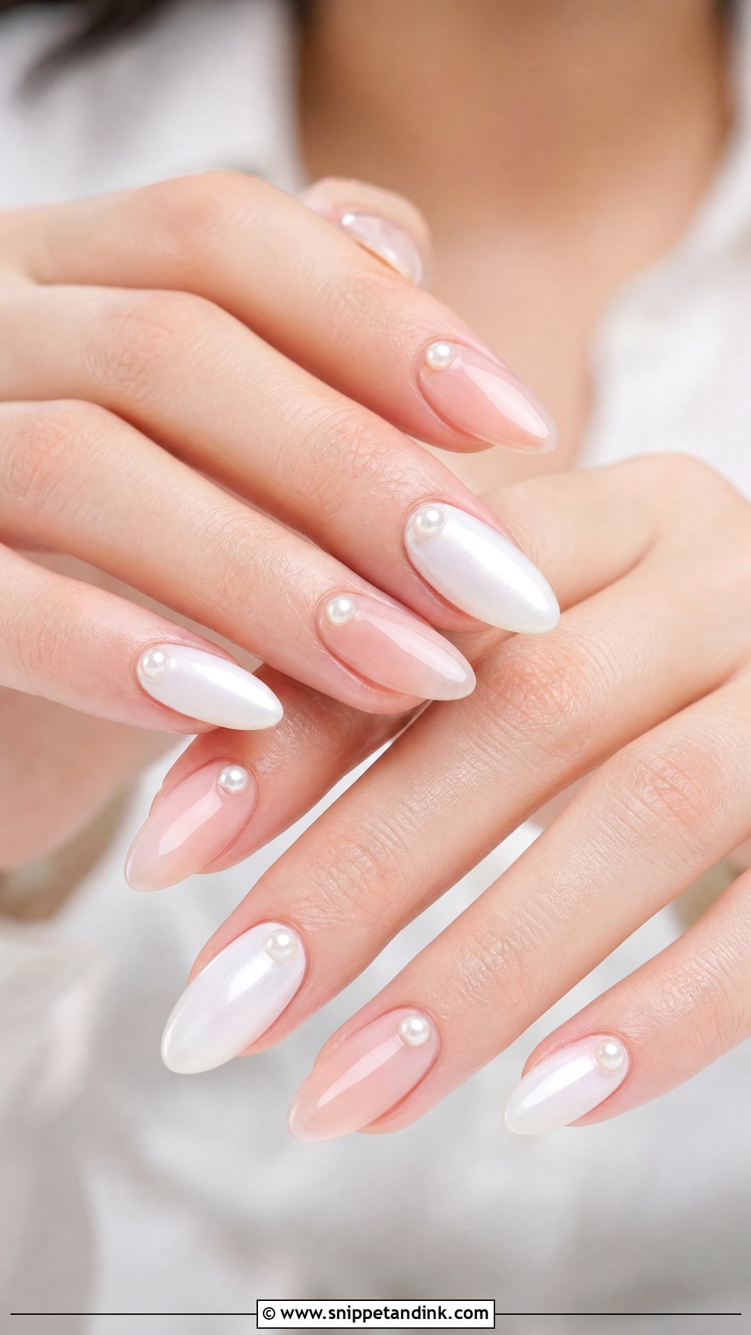 Pearl Accent Bride Nails - Snippet and Ink - 35 Bride Nails Wedding