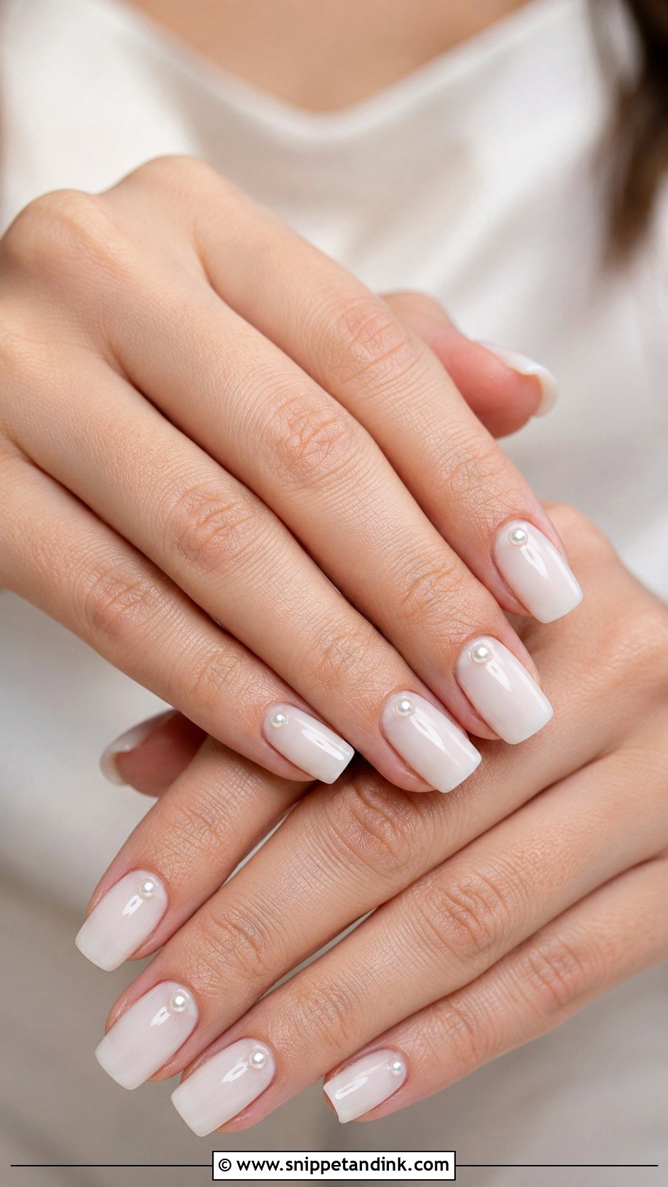Pearl Accent Bride Nails - Snippet and Ink - 20 Wedding Bride Nails Ideas