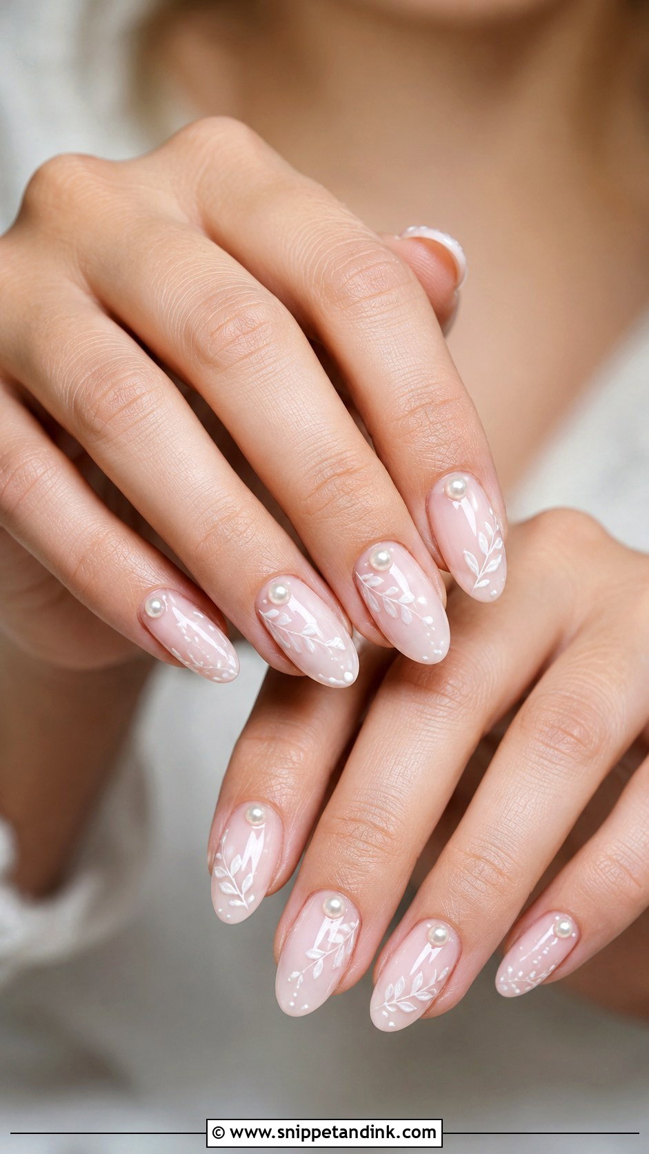 Pearl Accent Bride Wedding Nails - Snippet and Ink - 30 Bride's Nails Wedding