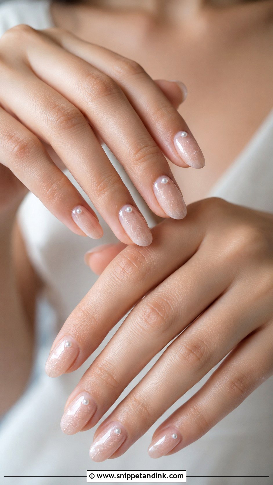 Pearl Accent Bridesmaid Nails - Snippet and Ink - 20 Bridesmaid Wedding Nail Inspo Ideas