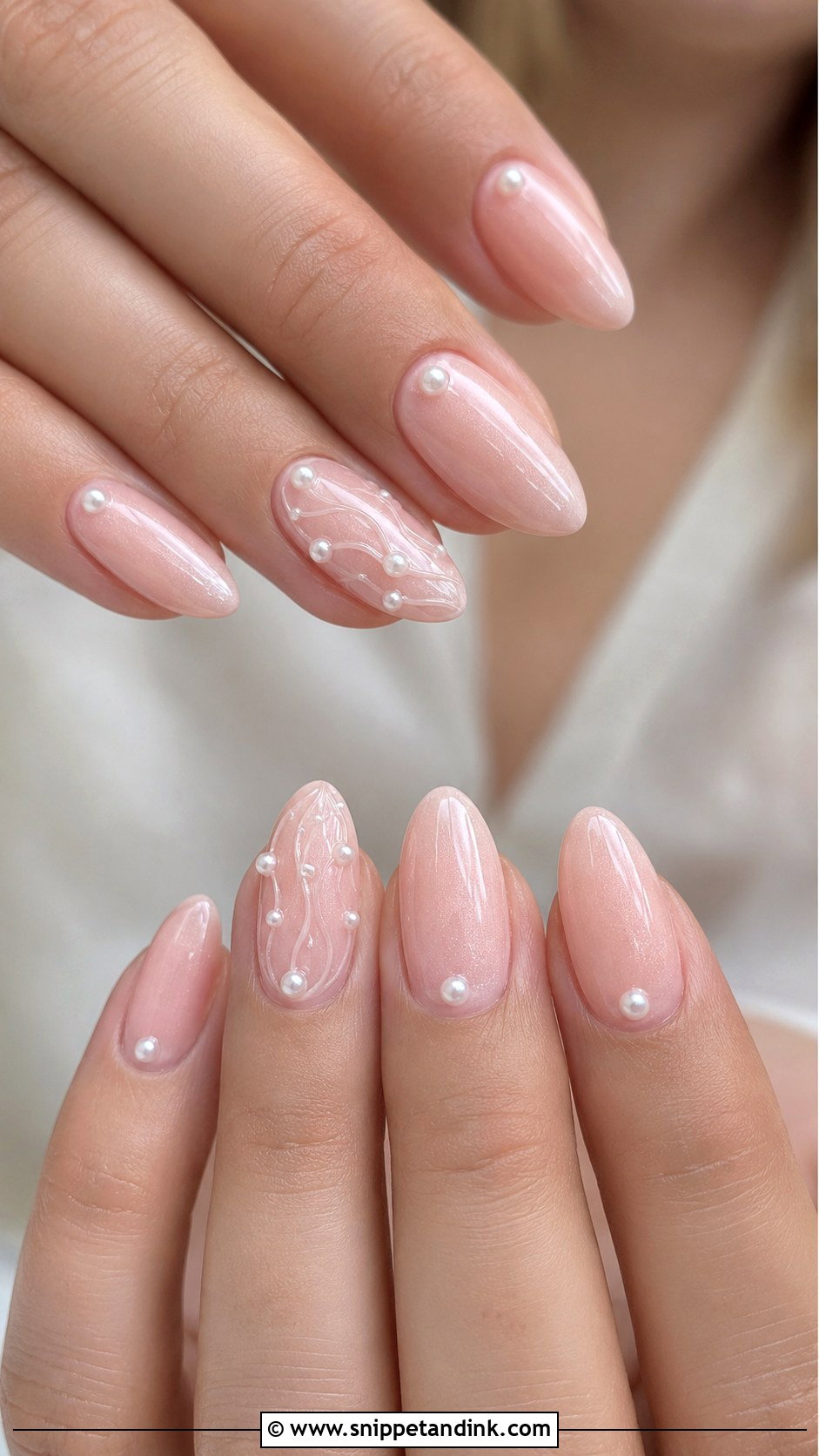 Pearl Accent Bridesmaid Nails - Snippet and Ink - 20 Nail Art for Wedding Bridesmaid Ideas