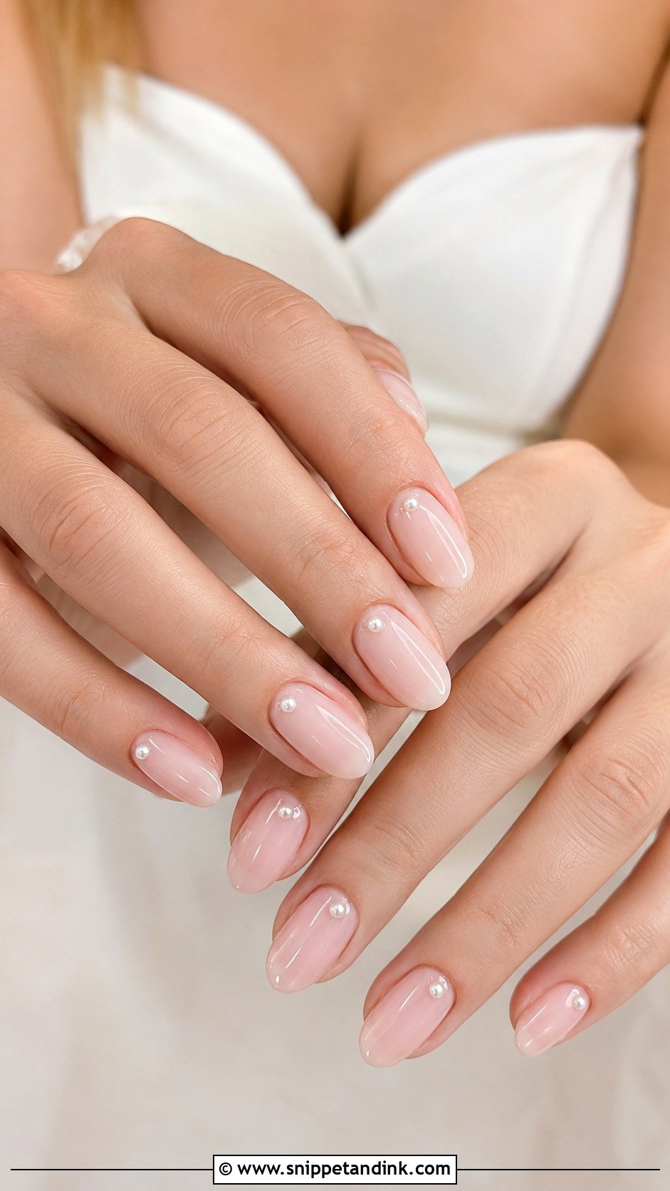 Pearl Accent Bridesmaid Nails - Snippet and Ink - 20 Wedding Day Nails for Bridesmaids