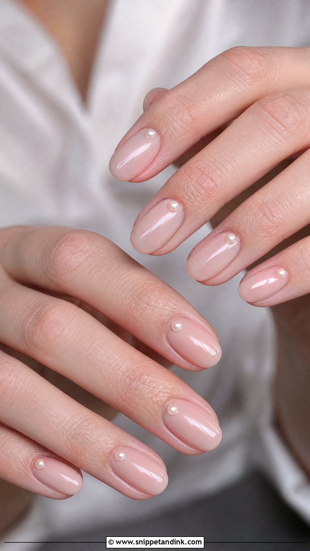 Pearl Accent Bridesmaid Nails - Snippet and Ink - 25 Fall Bridesmaid Wedding Nails