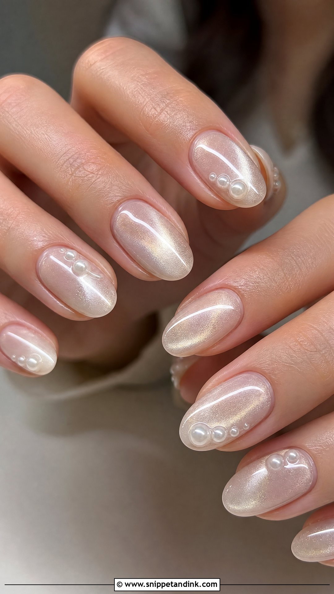 Pearl Accent Cat Eye Wedding Nails - Snippet and Ink - 25 Cat Eye Wedding Nails
