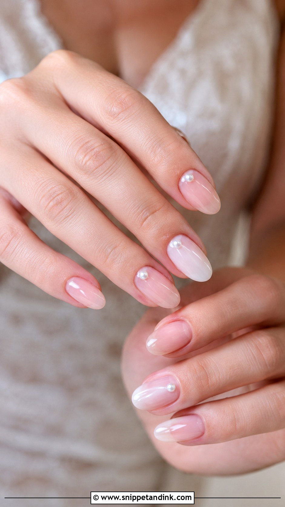 Pearl Accent Engagement Bride Nails - Snippet and Ink - 20 Nails for Engagement Bride