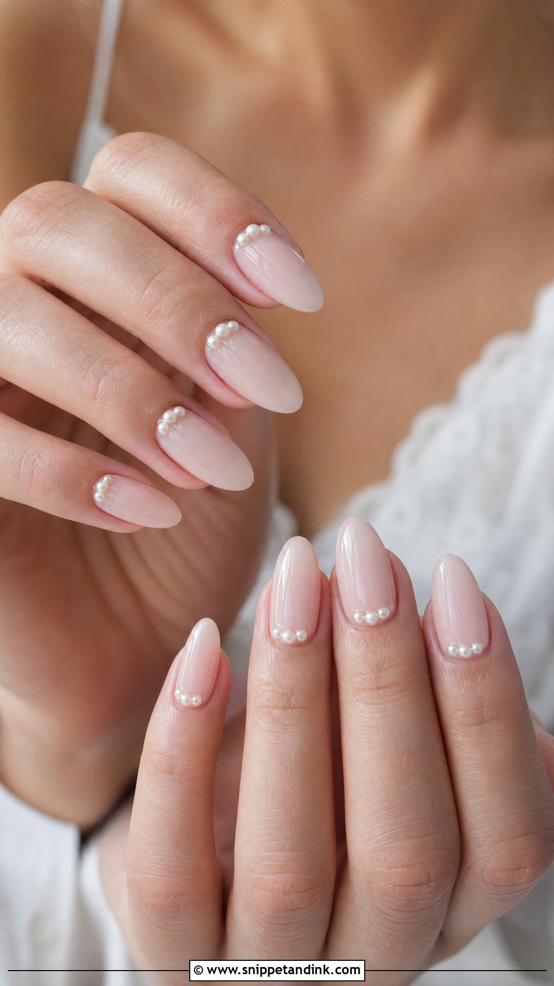 Pearl Accent Fall Bridal Nails - Snippet and Ink - 25 Fall Bridal Nails