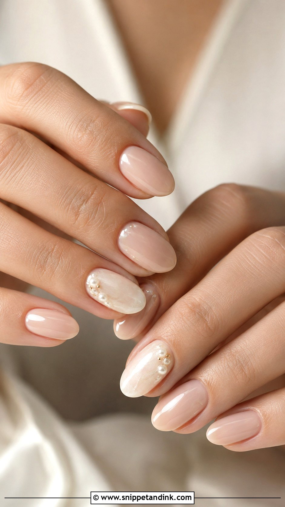 Pearl Accent Fall Wedding Nails - Snippet and Ink - 20 Fall Nails for Wedding