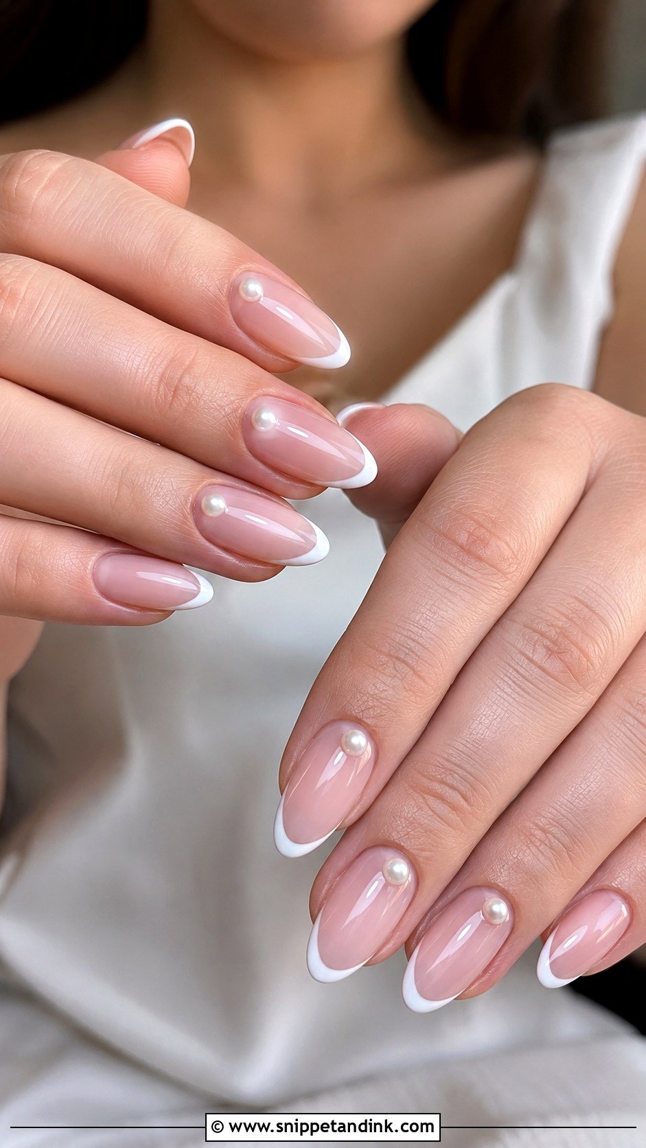 Pearl Accent French Wedding Nails - Snippet and Ink - 20 French Wedding Nails for Bride