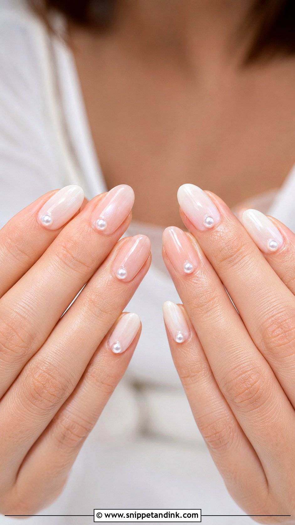 Pearl Accent Gel Nails For Bride Wedding - Snippet and Ink - 20 Gel Nails for the Bride Wedding