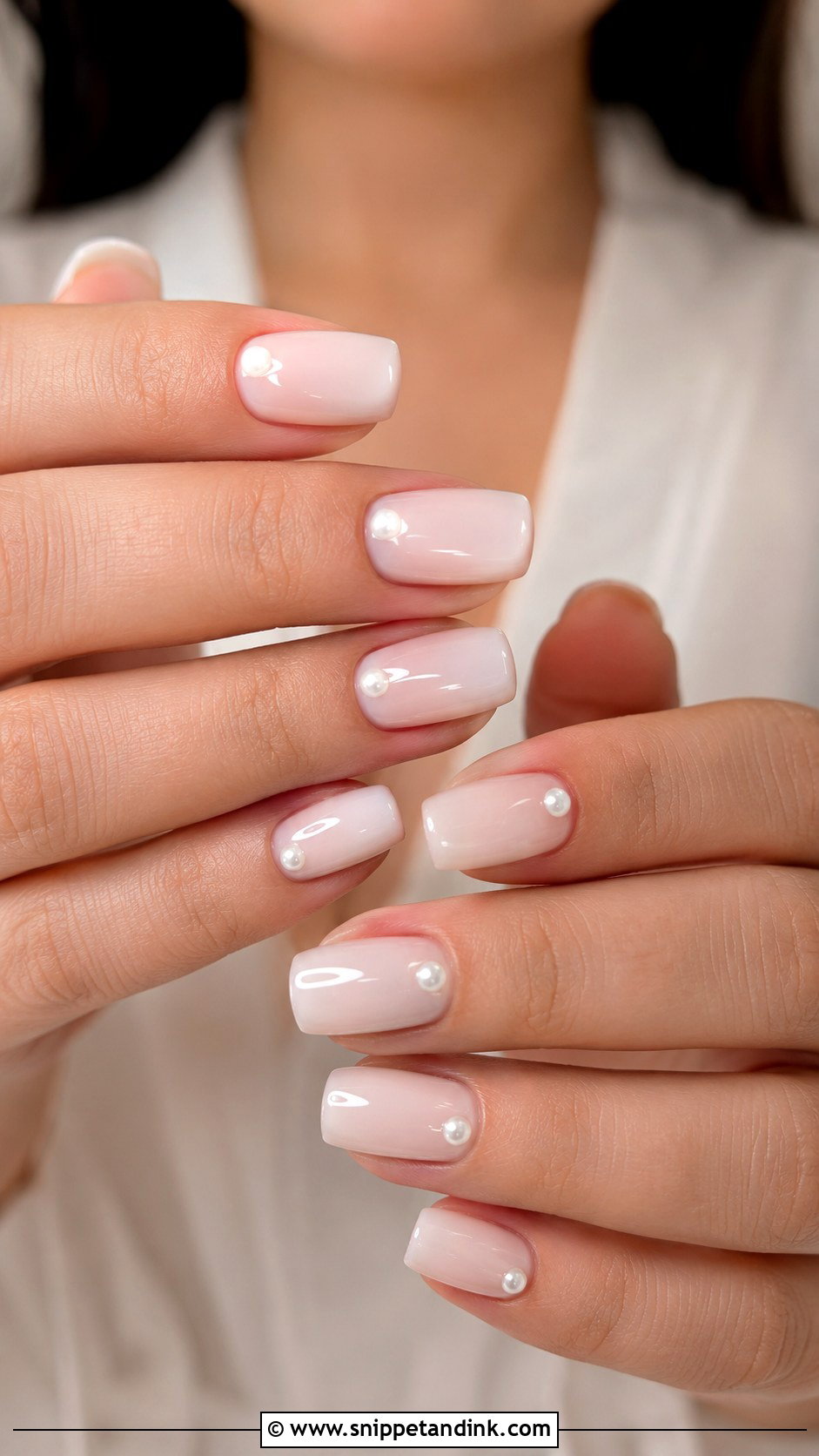 Pearl Accent Gel Wedding Nails - Snippet and Ink - 20 Gel Nails for Wedding