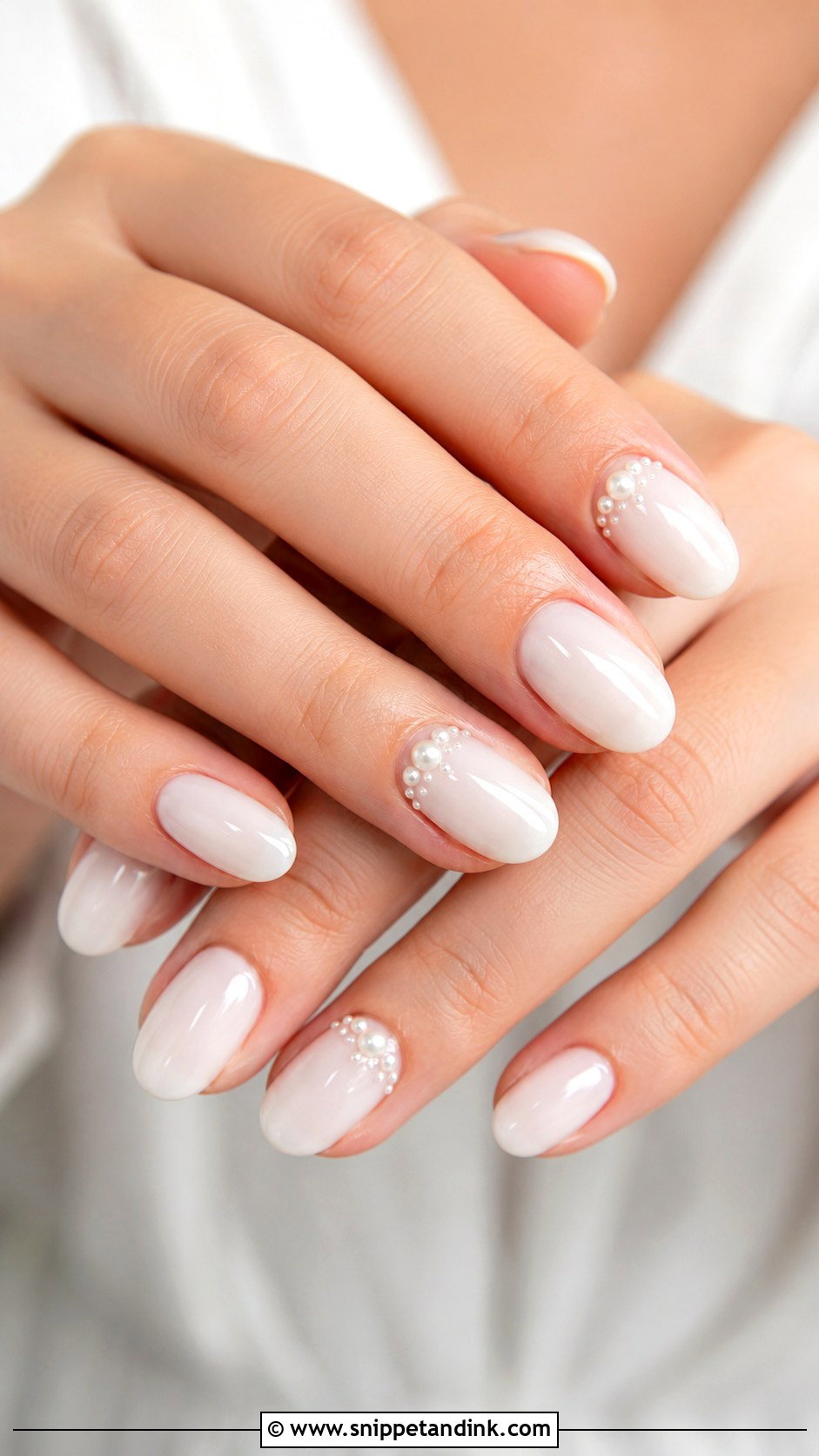 Pearl Accent Gel Wedding Nails - Snippet and Ink - 20 Classy Gel Wedding Nails for Bride
