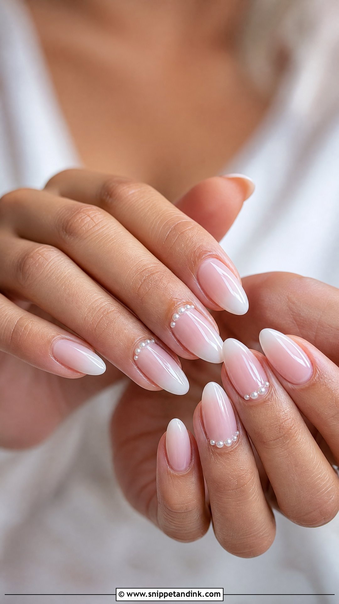 Pearl Accent Ombre Wedding Nails - Snippet and Ink - 25 Ombre Wedding Nails