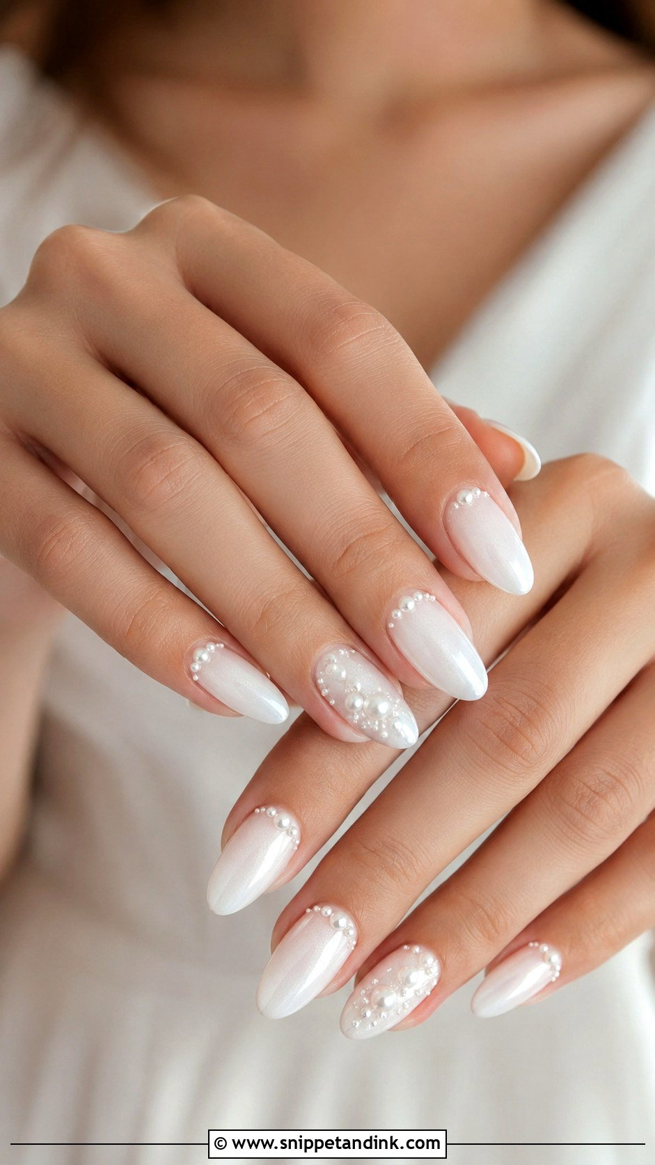 Pearl Accent Pre Wedding Nails - Snippet and Ink - 20 Pre Wedding Nails for Bride