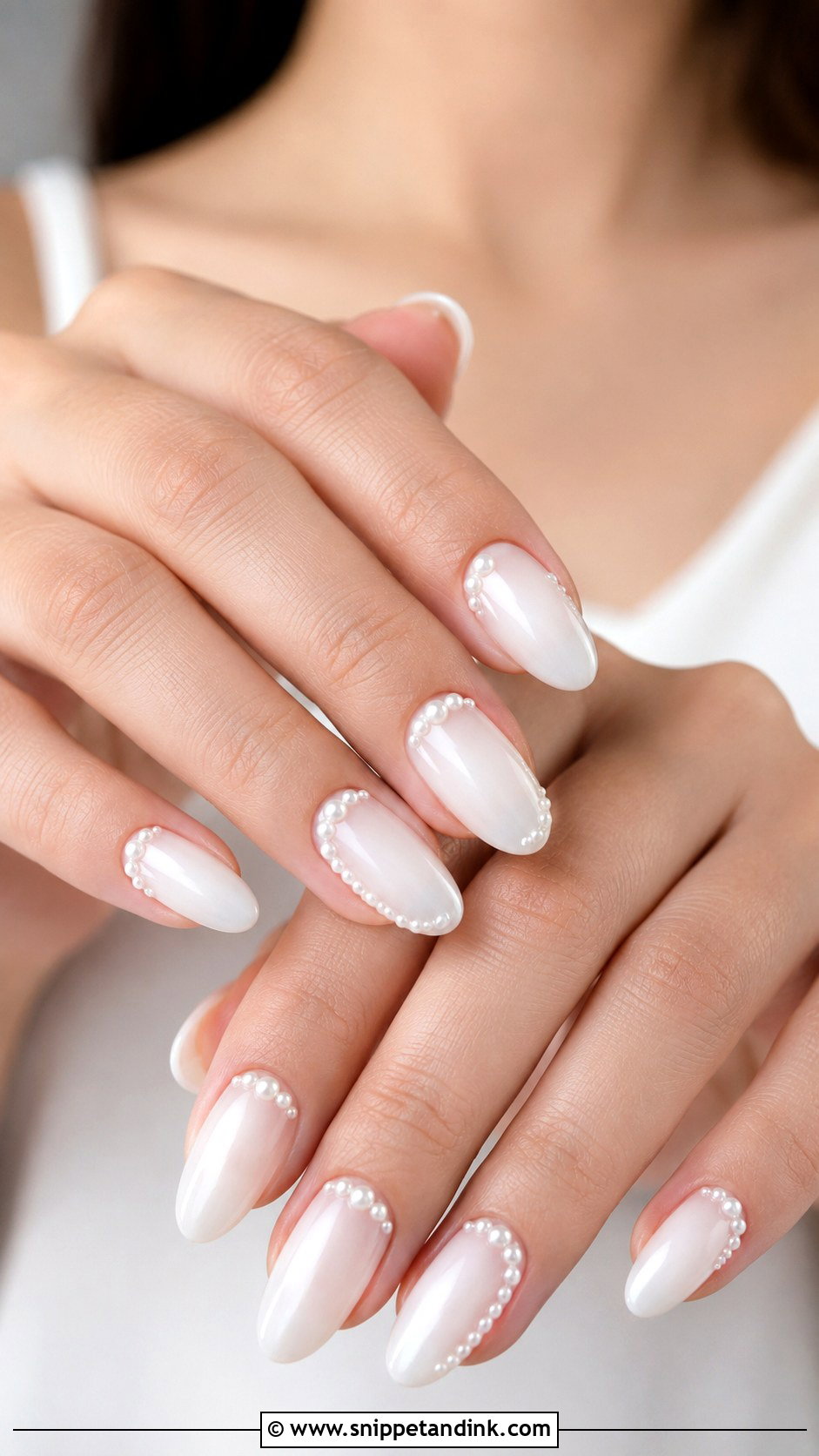 Pearl Accent Spring Bridal Nails - Snippet and Ink - 20 Spring Bridal Nails