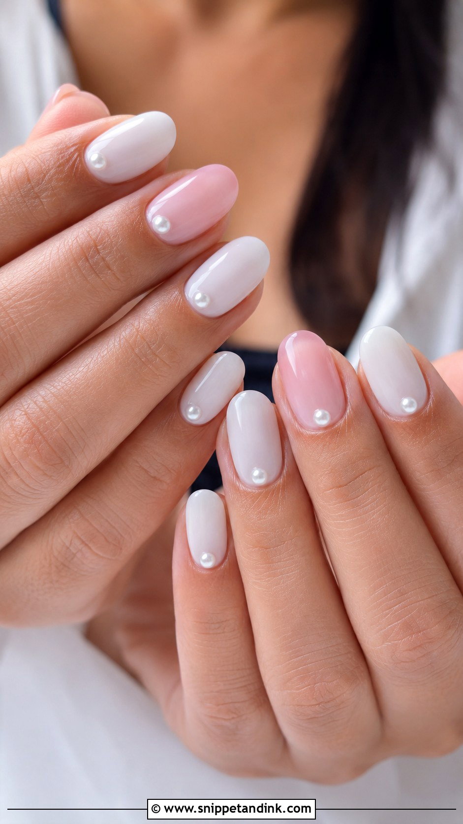 Pearl Accent Wedding Dip Nails - Snippet and Ink - 20 Wedding Dip Nails for Bride