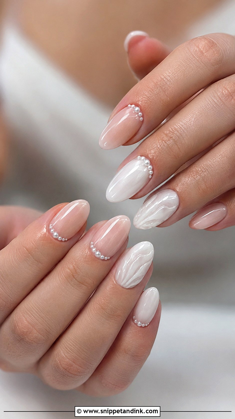 Pearl Accent Wedding Dip Nails - Snippet and Ink - 20 Wedding Dip Nails