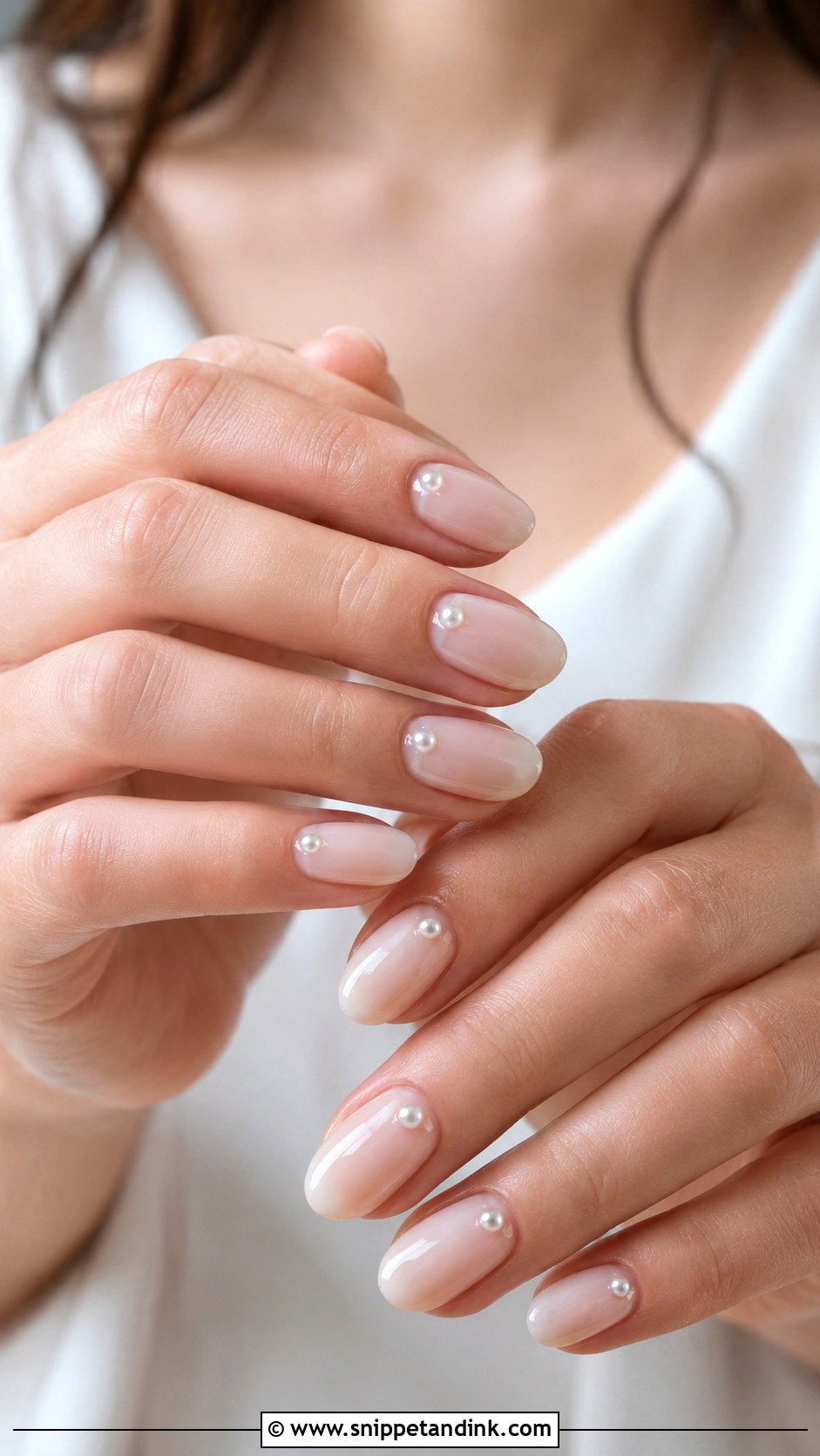Pearl Accent Wedding Gel Nails - Snippet and Ink - 20 Wedding Gel Nails Brides