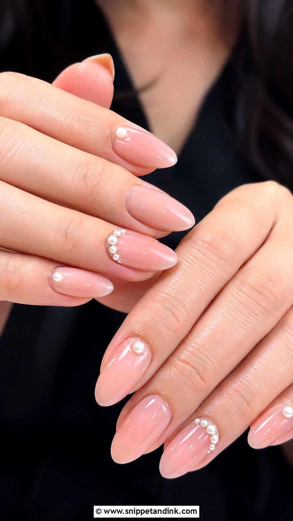 Pearl Accent Wedding Guest Nails - Snippet and Ink - 20 Nail Ideas for Wedding Guest
