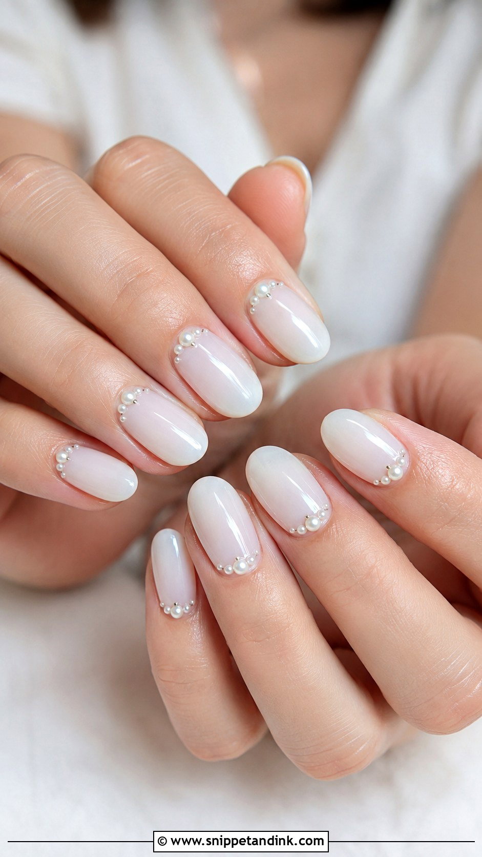 Pearl Accent Wedding Manicure - Snippet and Ink - 20 Wedding Manicure for Bride Ideas