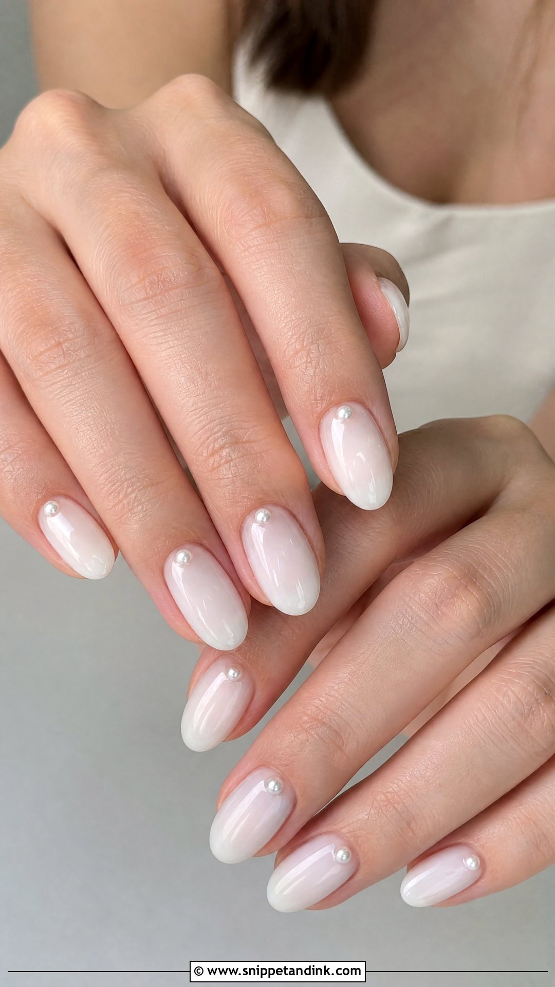 Pearl Accent Wedding Nails - Snippet and Ink - 20 Nail Ideas for Wedding Brides