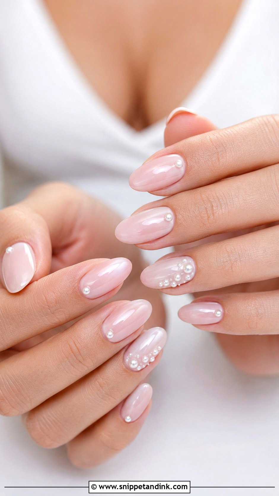 Pearl Accent Wedding Nails - Snippet and Ink - 20 Nails Ideas for Wedding