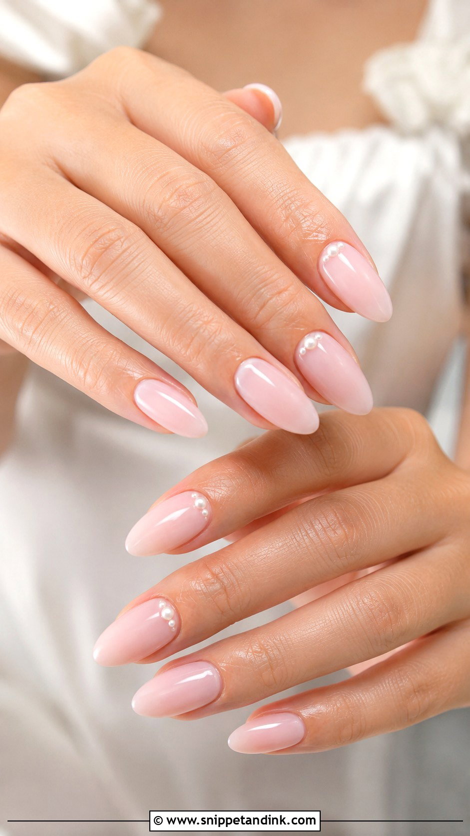Pearl Accent Wedding Nails - Snippet and Ink - 20 Natural Wedding Nails for Bride