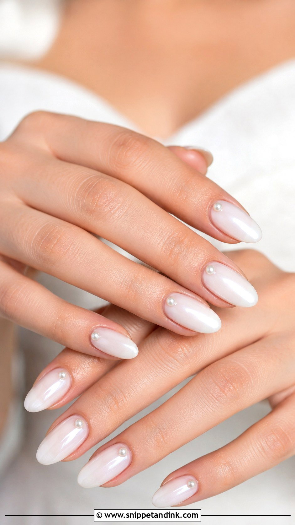 Pearl Accent Wedding Nails - Snippet and Ink - 20 Pretty Nails for Wedding
