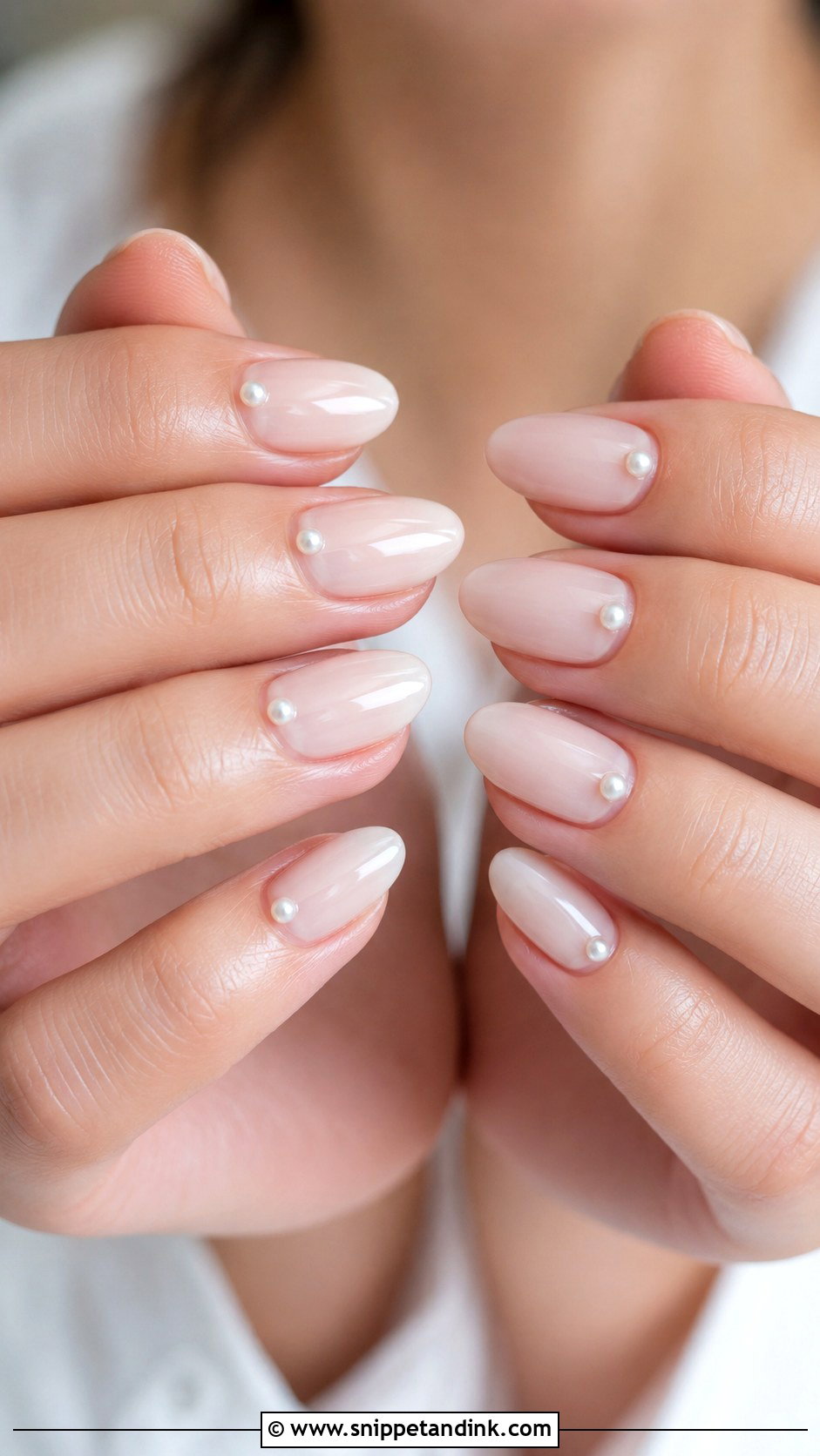 Pearl Accent Wedding Nails - Snippet and Ink - 20 Simple Wedding Nail Ideas