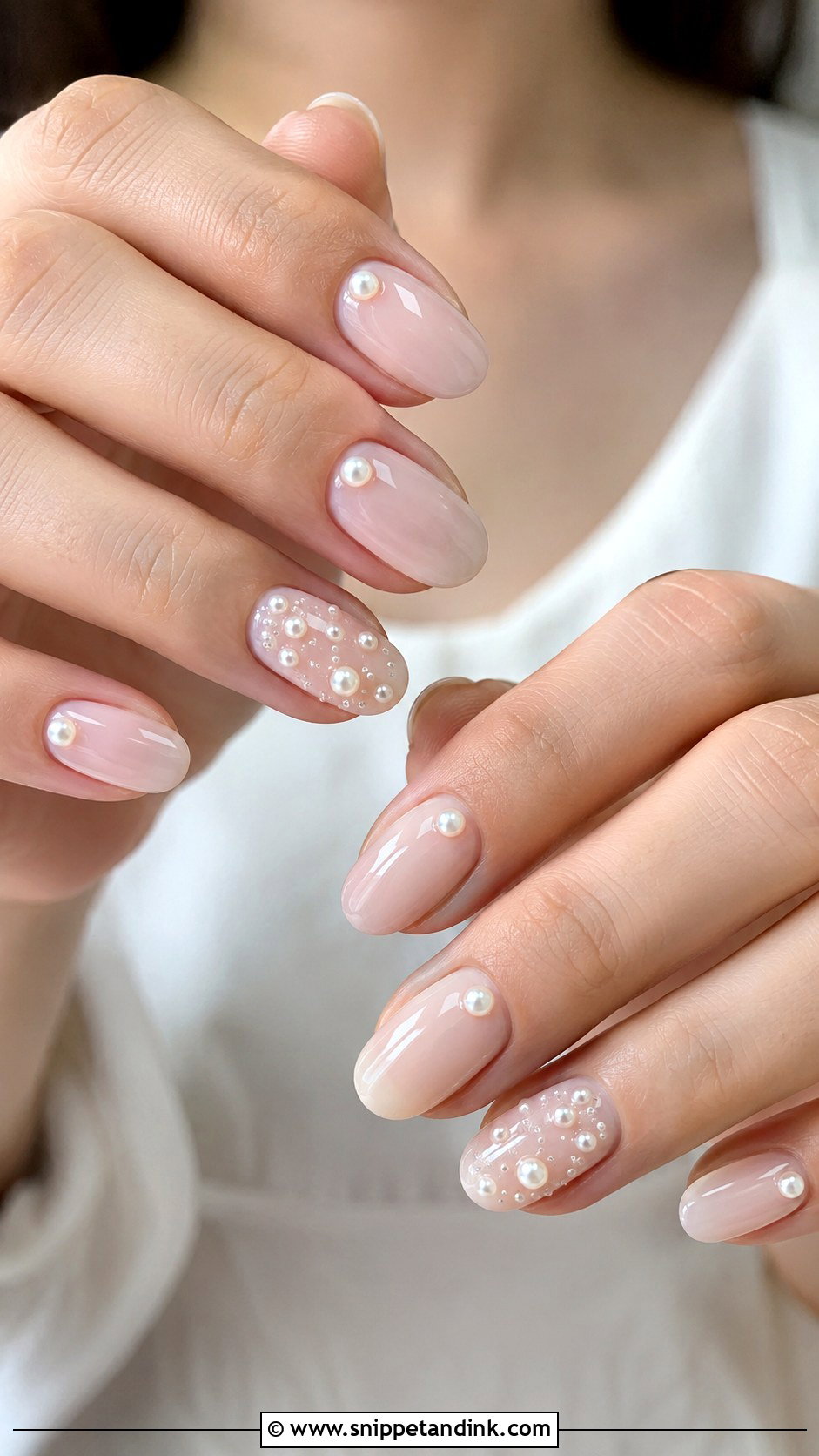 Pearl Accent Wedding Nails - Snippet and Ink - 20 Bridal Manicure Wedding Nails Ideas