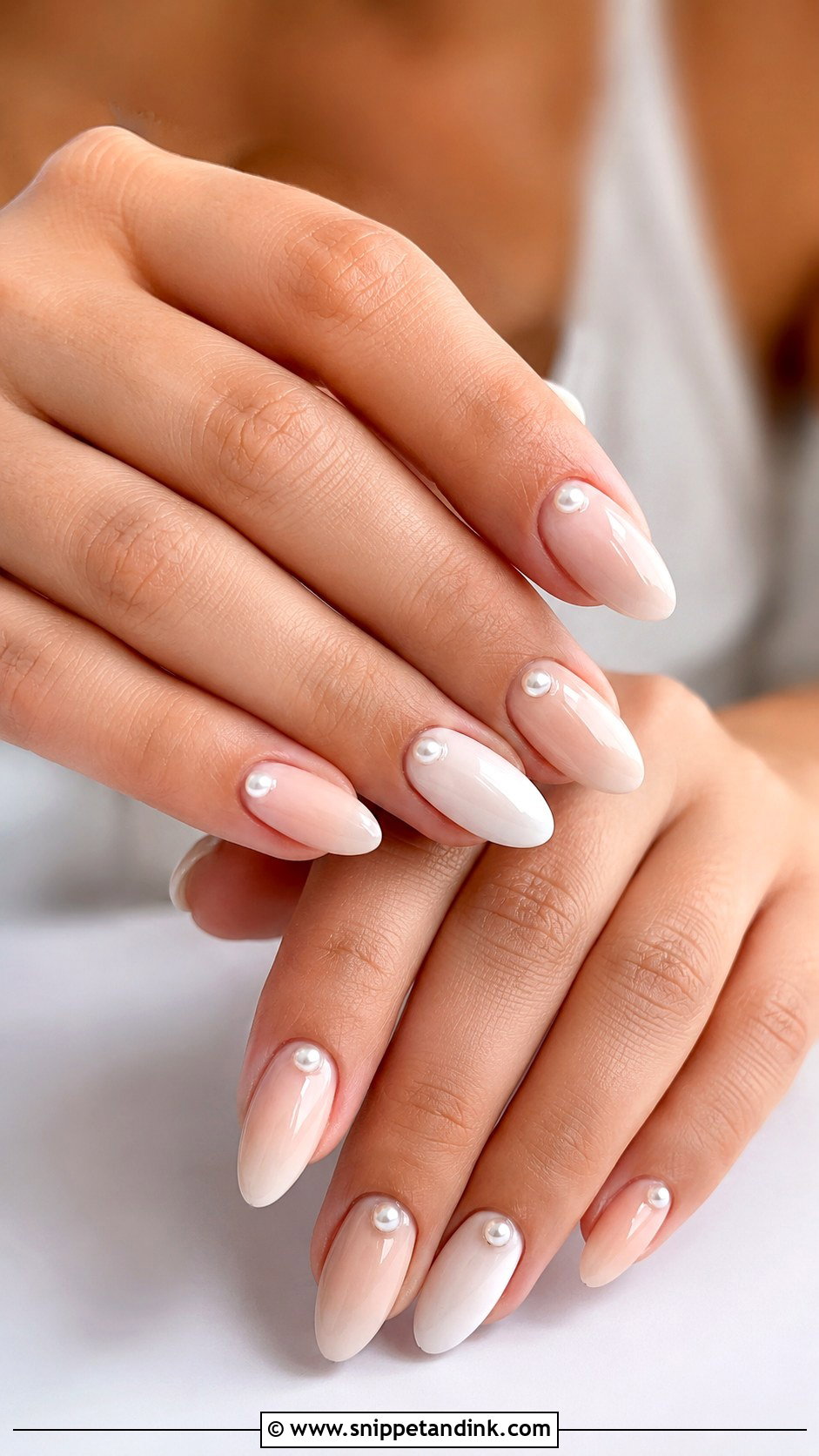 Pearl Accent Wedding Nails - Snippet and Ink - 20 Summer Wedding Nails for Bride