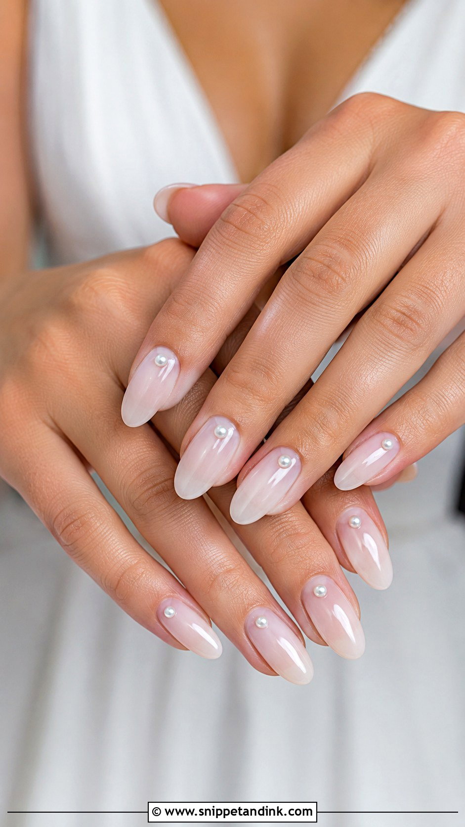 Pearl Accent Wedding Nails - Snippet and Ink - 20 Classic Wedding Nails for Bride