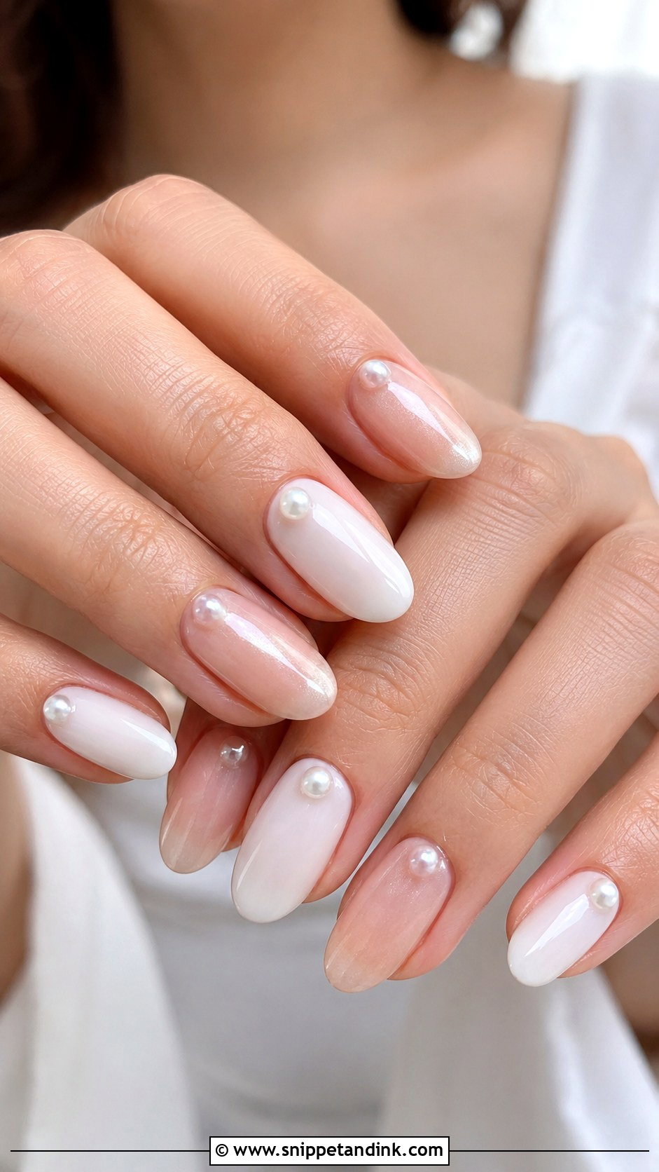 Pearl Accent Wedding Nails - Snippet and Ink - 20 Classy Wedding Nails Design