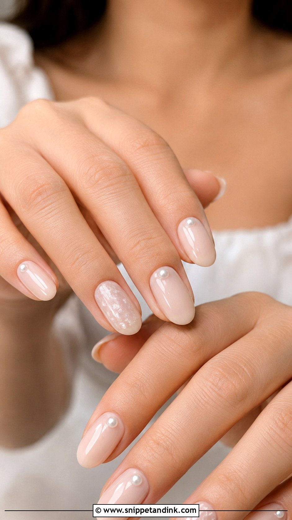 Pearl Accent Wedding Nails - Snippet and Ink - 20 Classy Wedding Nails for Bride