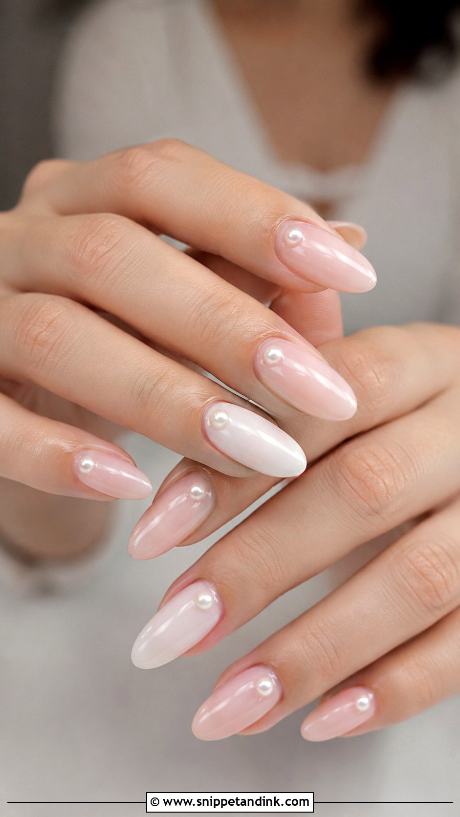 Pearl Accent Wedding Nails - Snippet and Ink - 30 Wedding Nail Inspo for Bride Ideas
