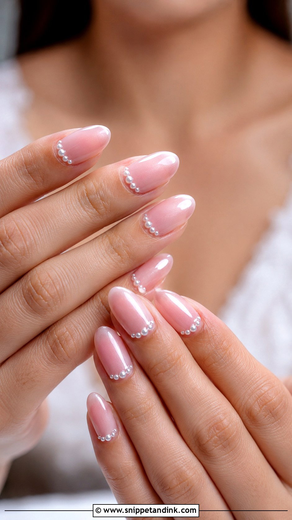 Pearl Accent Wedding Nails - Snippet and Ink - 20 Cute Nails for a Wedding