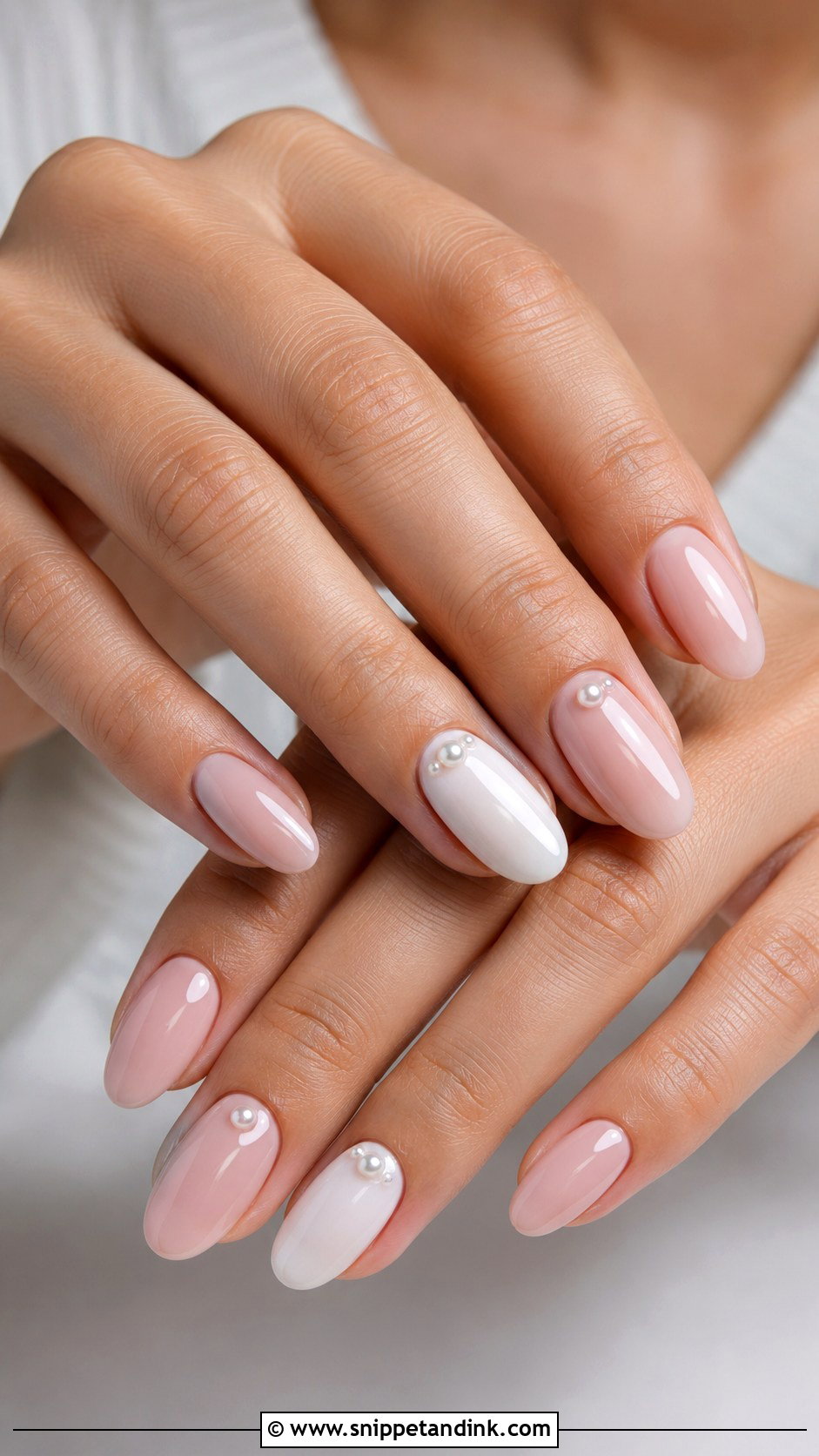 Pearl Accent Wedding Nails - Snippet and Ink - 20 Nail Art for Marriage Ideas