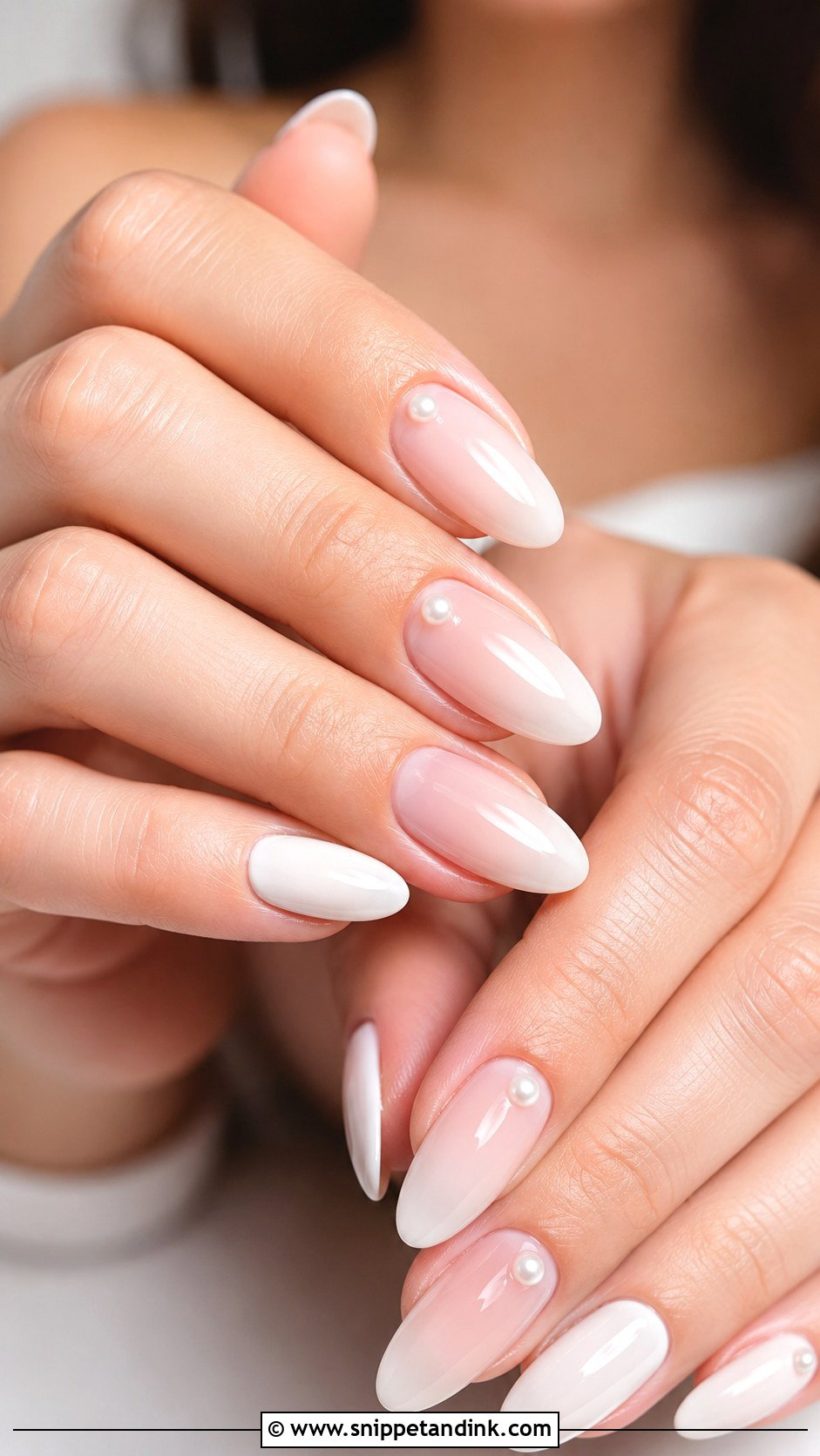 Pearl Accent Wedding Nails - Snippet and Ink - 20 Nail Design for Wedding Ideas