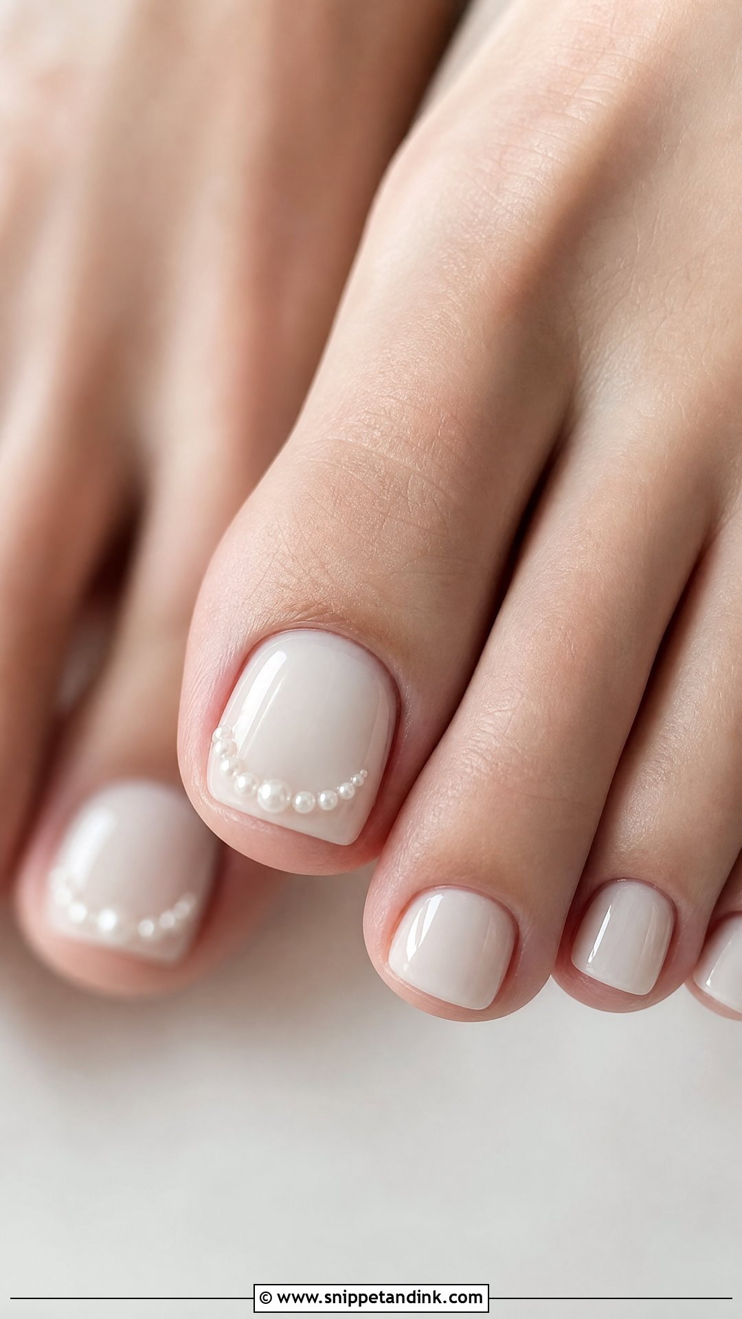 Pearl Accent Wedding Toe Nails - Snippet and Ink - 25 Wedding Toe Nails for Bride