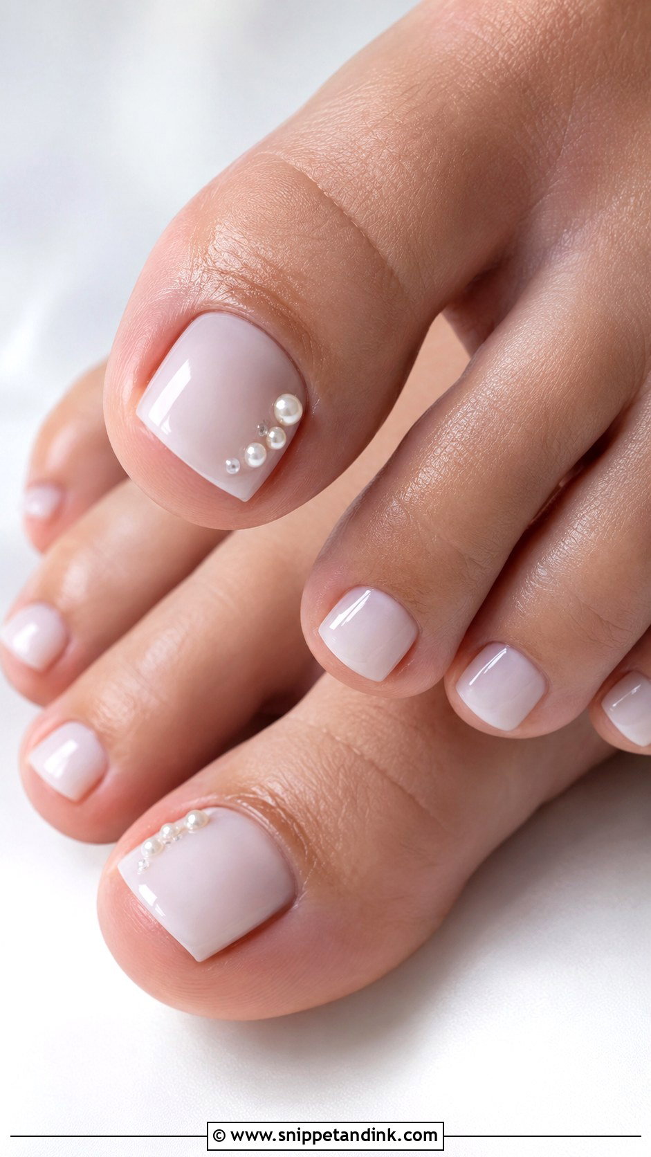 Pearl Accent Wedding Toe Nails - Snippet and Ink - 20 Bride Toe Nails Wedding