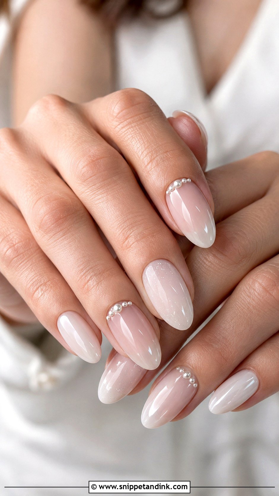 Pearl Accent Winter Bridal Nails - Snippet and Ink - 20 Winter Bridal Nails