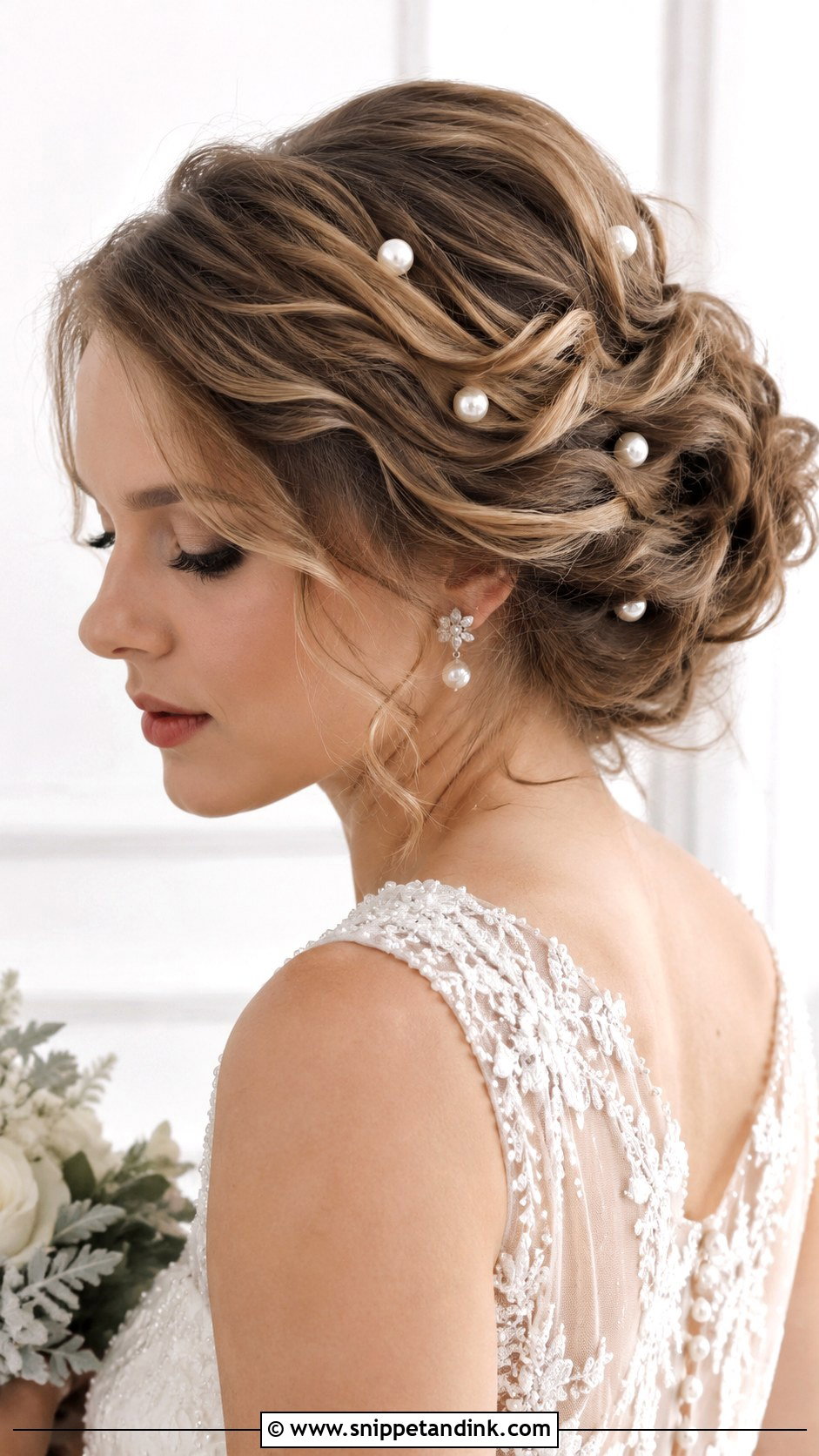 Pearl Accented Bridal Hairstyle - Snippet and Ink - 35 Bride Hairstyles
