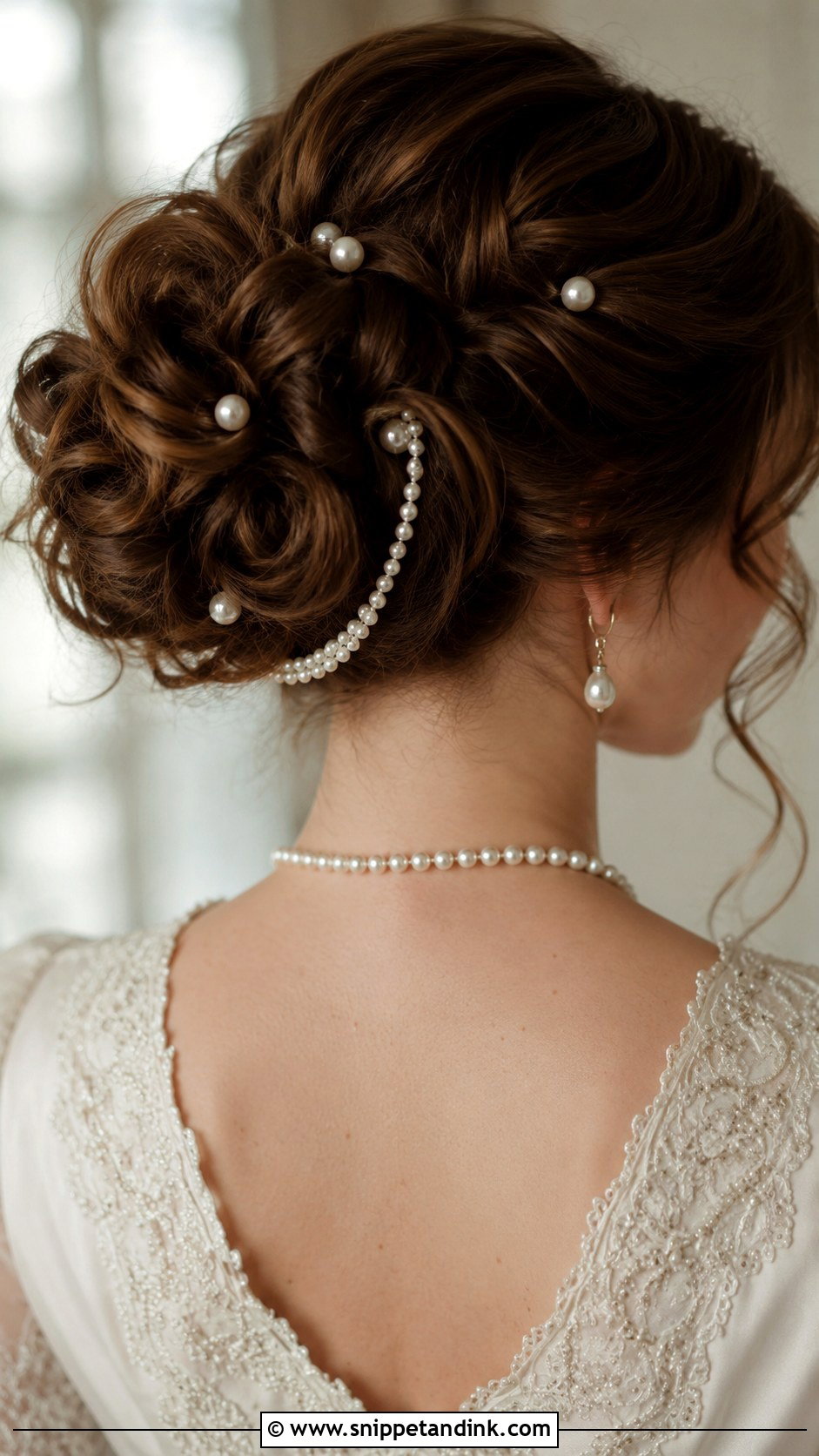 Pearl Accented Bun for Brides - Snippet and Ink - 30 Bridal Bun Hairstyles