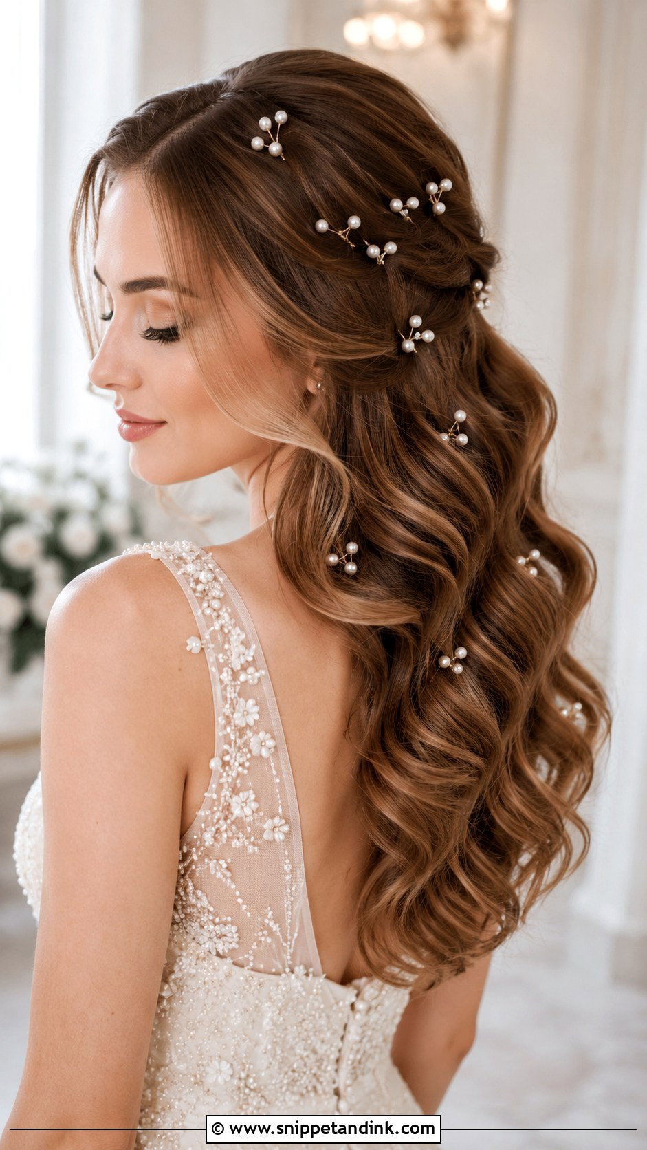 Pearl Accented Hairstyle for Engagement - Snippet and Ink - 25 Hair Styles for Engagement