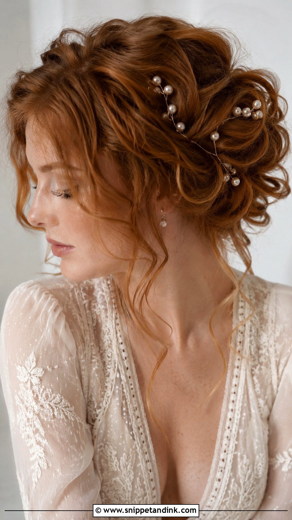 Pearl Accented Loose Updo - Snippet and Ink - 20 Pearl Wedding Hair Ideas