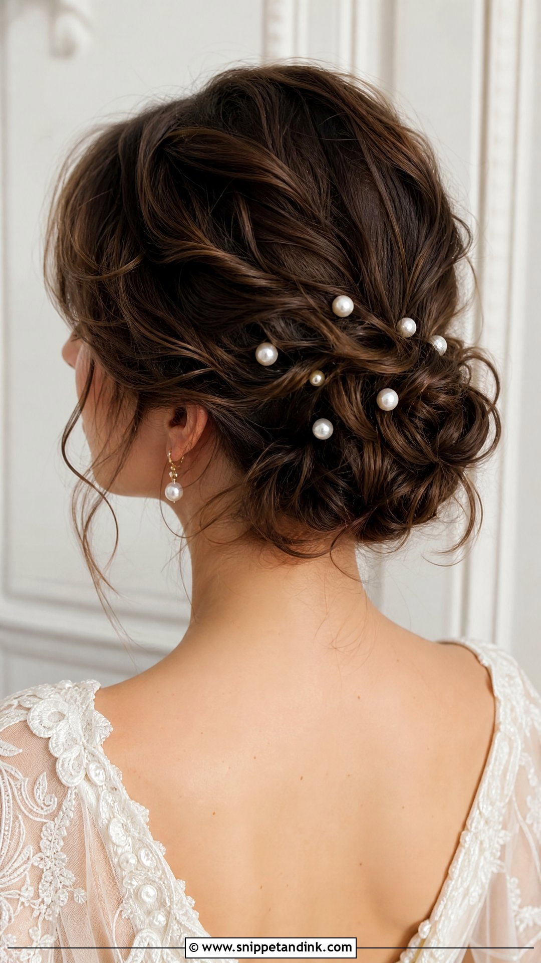 Pearl Accented Low Updo - Snippet and Ink - 20 Simple Wedding Updos for Long Hair