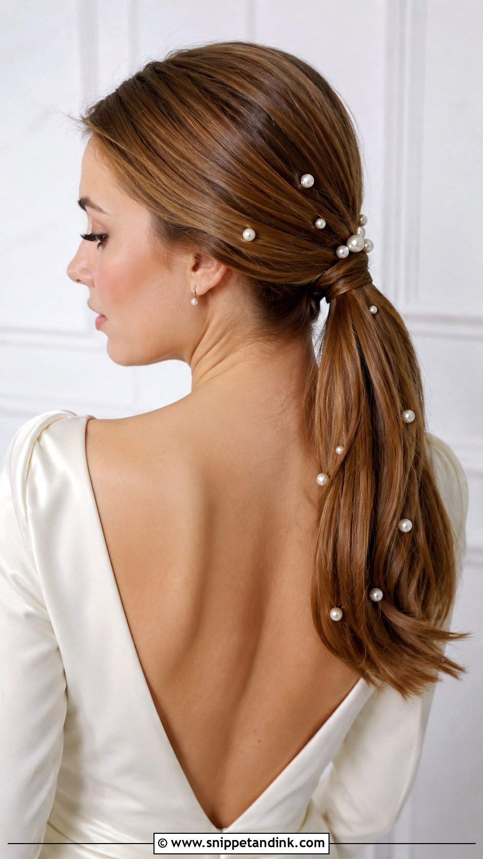 Pearl Accented Ponytail Bridal Look - Snippet and Ink - 20 Pony Wedding Hairstyles
